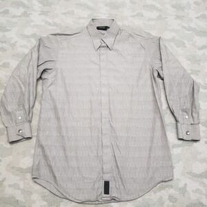 Versace Shirt Mens 15.5 Gray Medium Long Sleeve Button Up